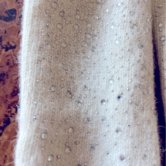Cashmere and mohair sparkle studded arm warmers. Elbow length. Elegant! - Picture 2 of 6